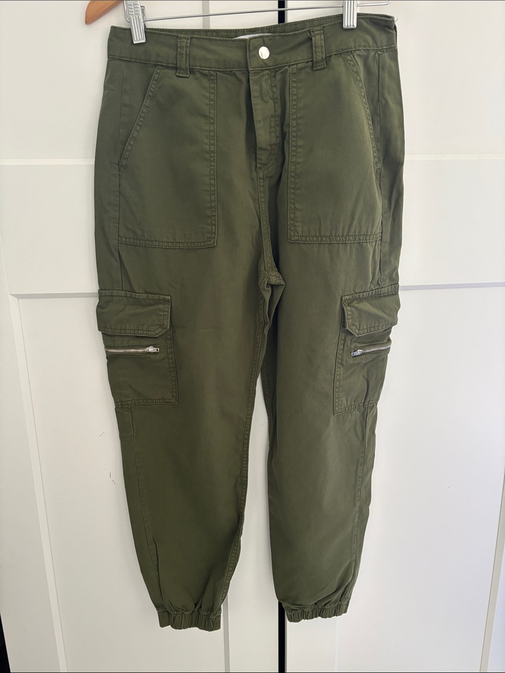 Zara Olive Green Cargo Jogger Pants